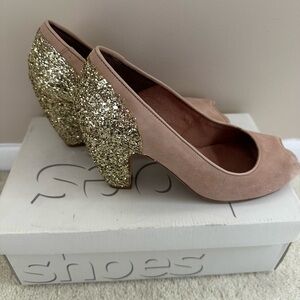 Topshop Women's Peep Toe Heels - blush / nude